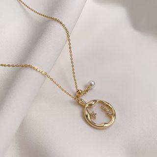 Faux Pearl Alloy Pendant Necklace As Shown In Figure - One Size