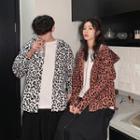 Couple Matching Hooded Long-sleeve Leopard Print Shirt