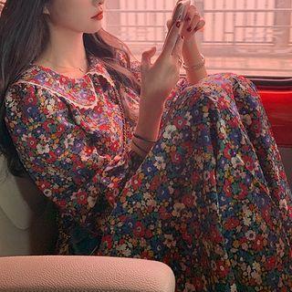 Floral Print Peter-pan Collar Midi Dress