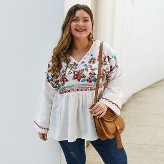 V Neck Embroidery T-shirt