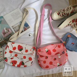 Canvas Strawberry Crossbody Mini Bag