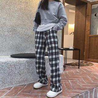 Fleece Lined Plaid Pants As Shown In Figure - One Size