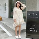 Lantern-sleeve Fringe V-neck Dress