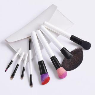 Set Of 8: Makeup Brush + Bag Set Of 8 - Makeup Brush & Bag - Black & White - One Size