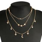 Alloy Moon & Star Layered Necklace