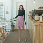 H-line Floral Lace Skirt