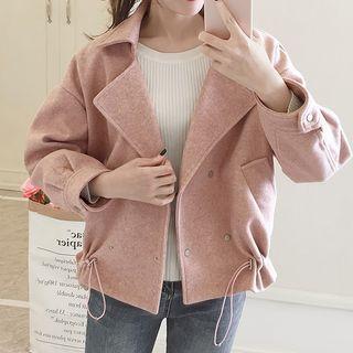 Notch Lapel Drawstring Snap-button Jacket