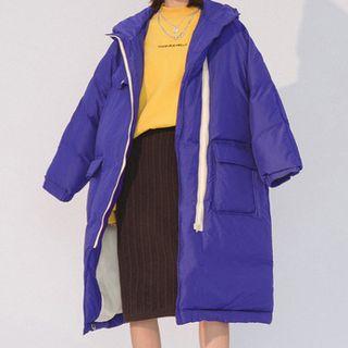 Contrast-trim Padded Long Jacket