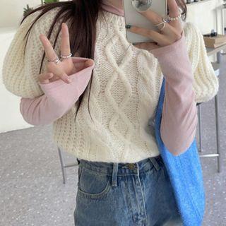 Short-sleeve Sweater White - One Size