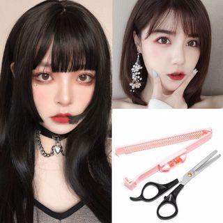 Set Of 2: Stainless Steel Hair Scissors (various Designs) 2134 - Black & Pink - One Size
