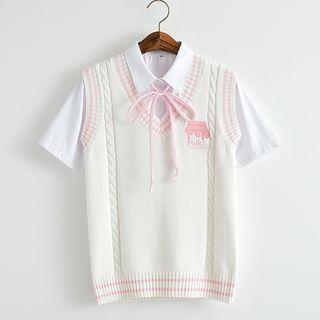 Milk Carton Embroidered Knit Vest