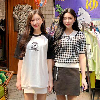 Milk Raglan-sleeve Embroidered T-shirt