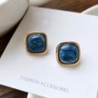 Square Gemstone Alloy Earring 1 Pair - Blue - One Size