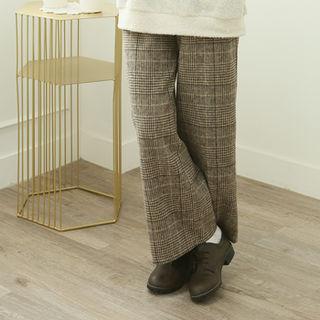 Semi Wide Glen-plaid Pants Beige - One Size