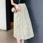 Midi Floral Accordion Pleat Skirt