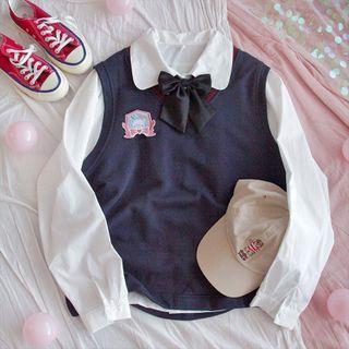 Embroidered Contrast Trim Vest As Shown In Figure - One Size