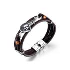 Fashion Personalized Saxophone Musical Instrument 316l Stainless Steel Multilayer Leather Bracelet Silver - One Size