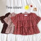 Floral Ruffle Short-sleeve Blouse