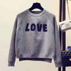 Letter Applique Cropped Sweater