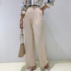 High-waist Plain Chiffon Wide-leg  Pants