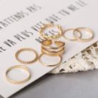 Set Of 7 : Alloy Open Ring (assorted Designs) C08-03-17 - Set Of 7 - Gold - One Size