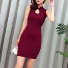Sleeveless Mandarin Collar Knit Dress