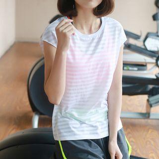 Striped Short-sleeve Sports Top