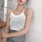 Halter Pointelle Knit Top