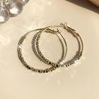 Alloy Hoop Earring 1 Pair - S925 Silver Stud - Gold - One Size