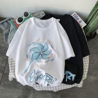 Short-sleeve Pinwheel Print T-shirt