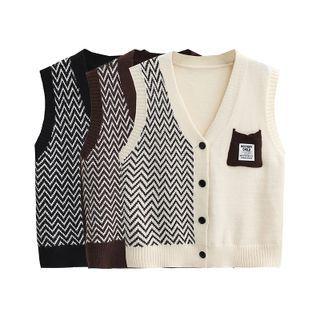 Chevron Single-breasted Sweater Vest