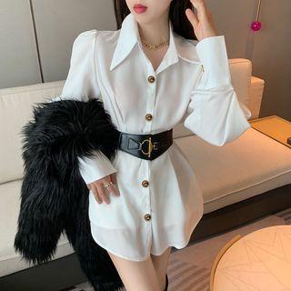 Puff-sleeve Shirt / Belt / Set