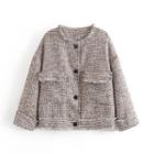 Tweed Plaid Buttoned Jacket