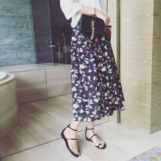 Floral Chiffon Midi Skirt