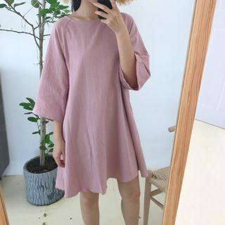 Bow Back 3/4-sleeve A-line Dress