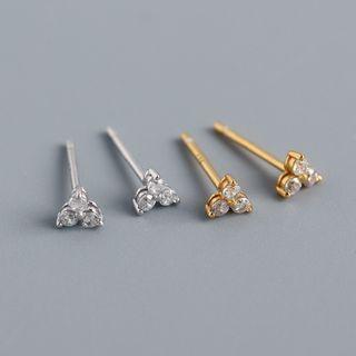Rhinestone Clover Sterling Silver Earring