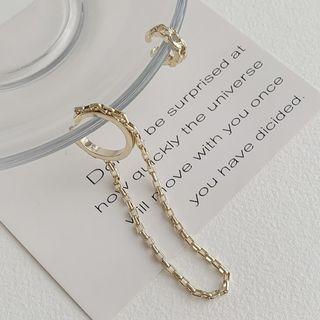 Asymmetrical Chained Ear Cuff 1 Pair - Gold - One Size