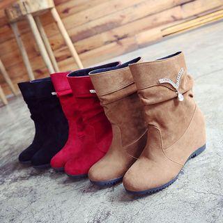 Hidden Wedge Rhinestone Ankle Boots