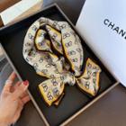 Butterfly Print Scarf Black & Yellow Trim - Champagne - One Size
