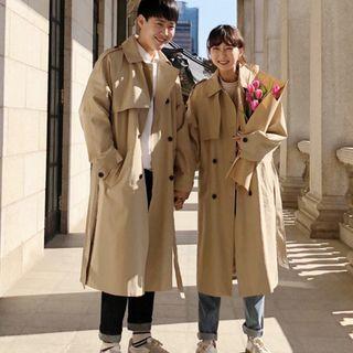 Double-breasted Oversize Belt Couple Jacket