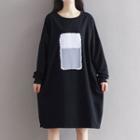 Printed Long-sleeve Midi Pullover Dress