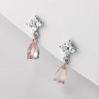 Rhinestone Sterling Silver Drop Earring 1 Pair - Pink Rhinestone - Silver - One Size