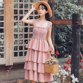 Plaid Layered Sleeveless Dress