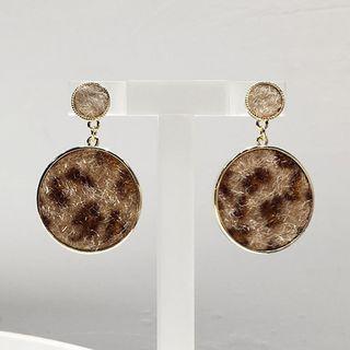 Disc Leopard Print Drop Earring 1 Pair - Circle - Leopard - One Size