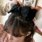 Knit Ribbon Hair Barrette Black - One Size