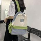 Color Block Label Applique Nylon Backpack