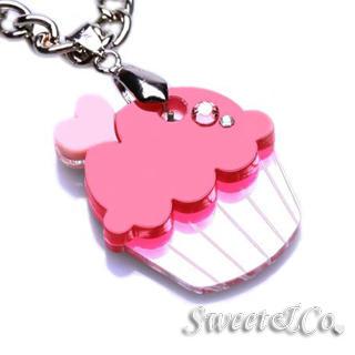 Sweet&co Mini Silver-fuchsia Cupcake Crystal Necklace Silver - One Size