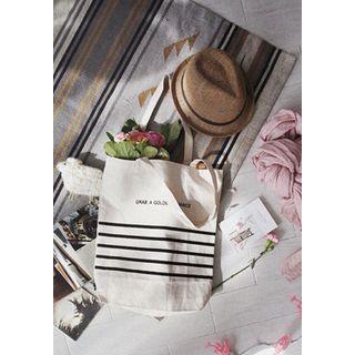 Lettering Stripe Canvas Shopper Bag