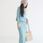 Set: Knit Pullover + Sleeveless Knit Midi Dress