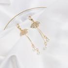 Rhinestone Faux Pearl Dancer Fringed Earring 1 Pair - E2562 - As Shown In Figure - One Size